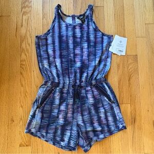 Athleta Girl On the Go Romper Shoreline Enchanted Blue Purple Size XL/14 NWT